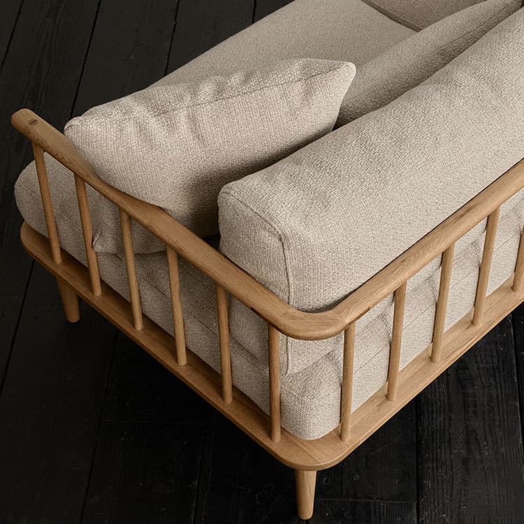 フーバ3人掛けソファ両肘木脚