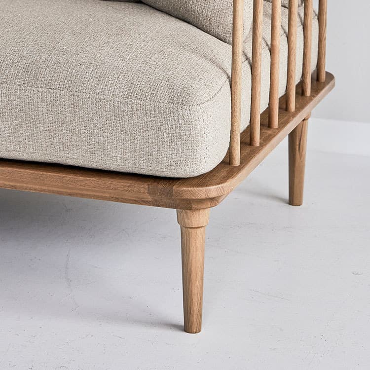 フーバ3人掛けソファ両肘木脚