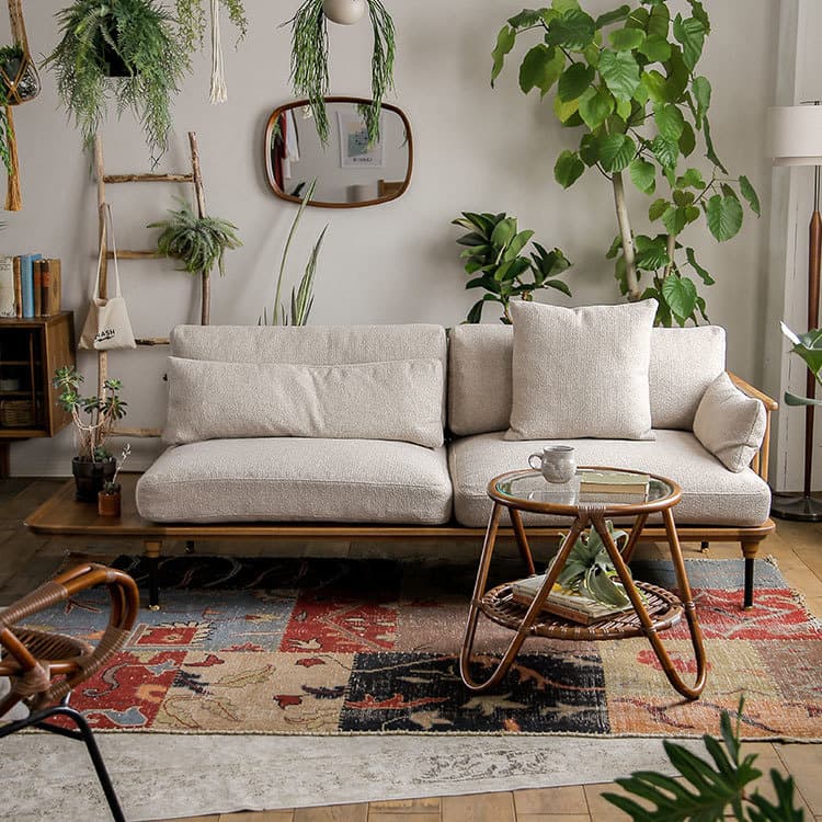 フーバ3人掛けソファ両肘木脚